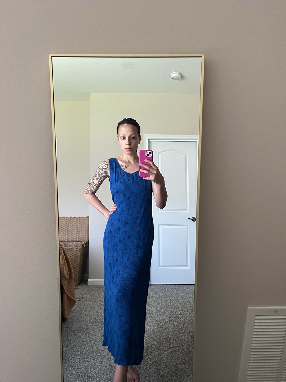 VTG 90s Melissa Harper Navy Blue Sleeveless Midi/Maxi Dress